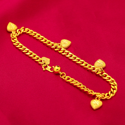 Gelang Jantung Kecil Bersalut Emas 5mm S Gesper Rata