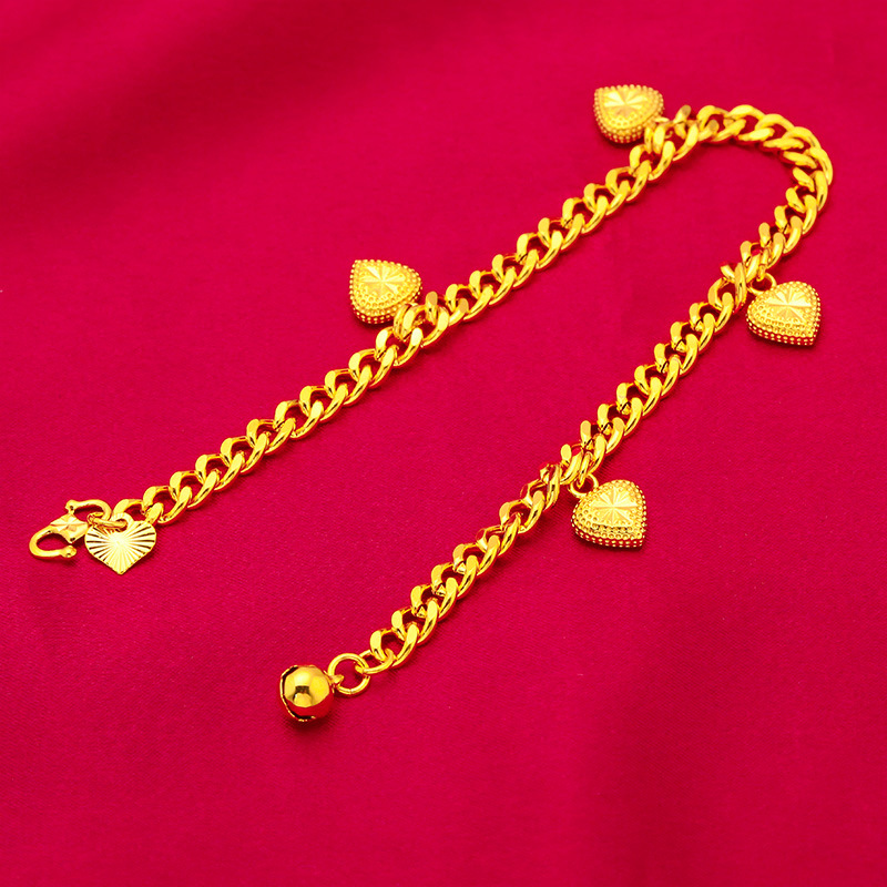 Gelang Jantung Kecil Bersalut Emas 5mm S Gesper Rata