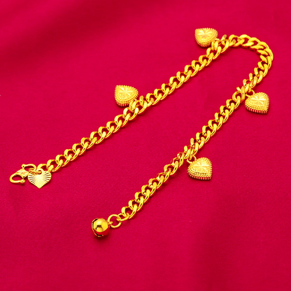 Gelang Jantung Kecil Bersalut Emas 5mm S Gesper Rata