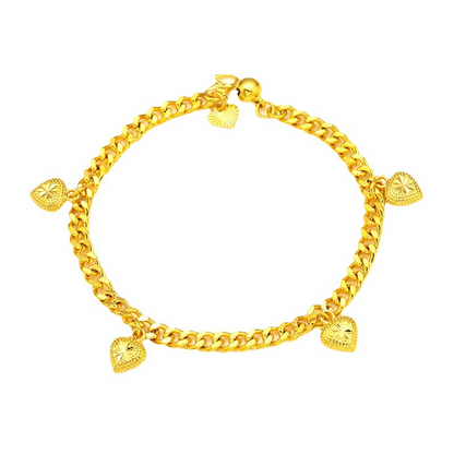 Gelang Jantung Kecil Bersalut Emas 5mm S Gesper Rata