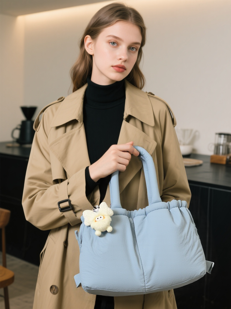 Casual and versatile one-shoulder nylon large capacity tote bag