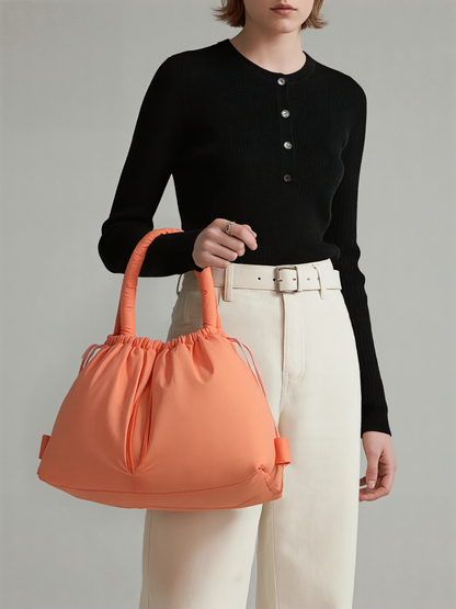Cross-Border Hot Personality and Versatility down Cotton Backpack New Nylon Drawstring Lightweight Shoulder Bag Fashion Cloth Bag