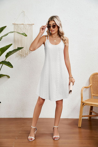 Summer New Solid Color Round Neck Strap Loose Sleeveless Dress