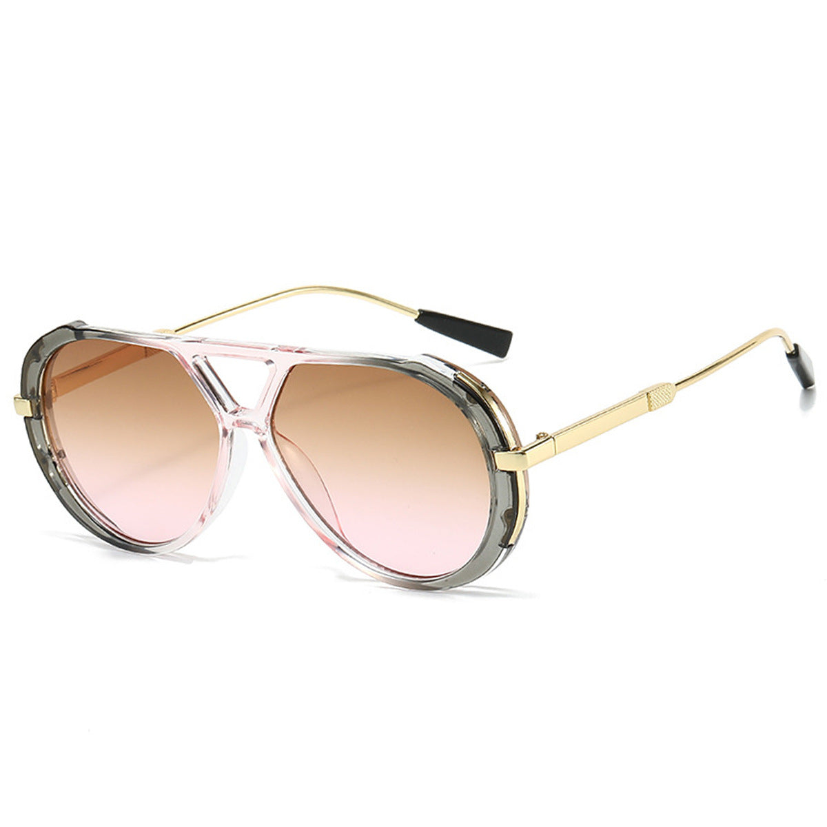 Retro Leopard Print Frame Green Lens Double Bridge Sunglasses