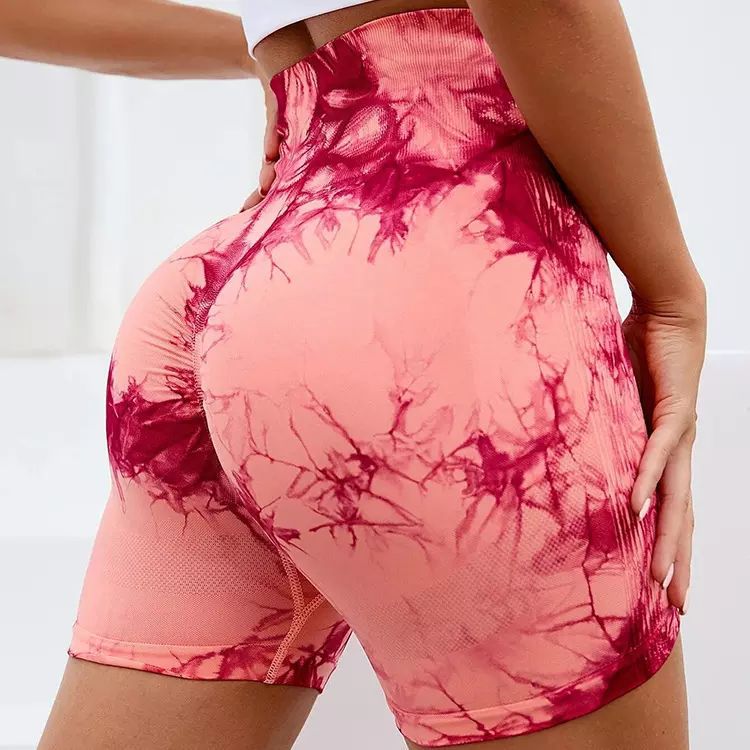 Outdoor three-point tie-dye high-elastic tight-fitting quick-drying yoga shorts