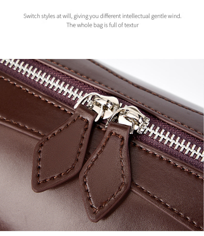 Single Shoulder Large Capacity Cowhide Underarm Red Baguette Bag