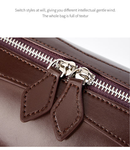 Single Shoulder Large Capacity Cowhide Underarm Red Baguette Bag