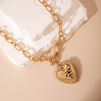 Vintage Alloy Heart Sun Gold Necklace
