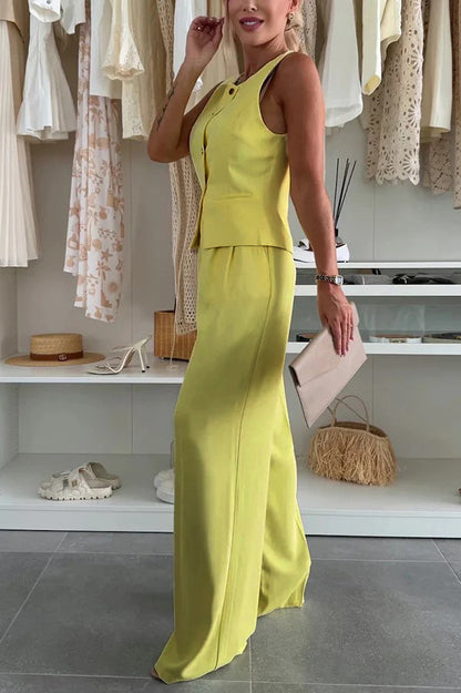 Cross-Border Women's Clothing 2025 New Elegant Commuter V-neck Fastener Decoration Vest Trousers Suit