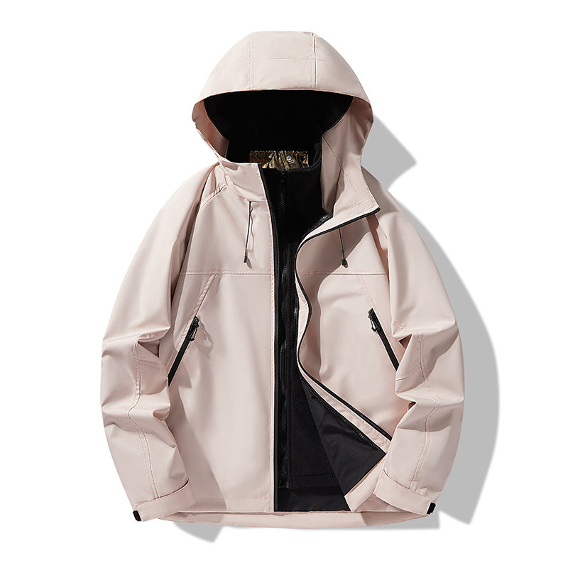 3-in-1 Waterproof Windproof Jacket Fleece Lined Outdoor Couple Hiking Jacket