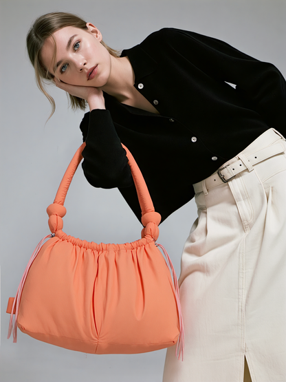 Cross-Border Hot Personality and Versatility down Cotton Backpack New Nylon Drawstring Lightweight Shoulder Bag Fashion Cloth Bag