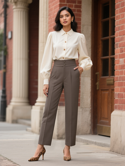 Spring Summer High Waist Slimming Casual Thin Nine-point Trousers