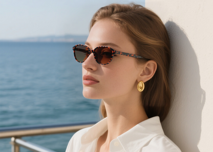 British Retro Oval Frame Sunglasses