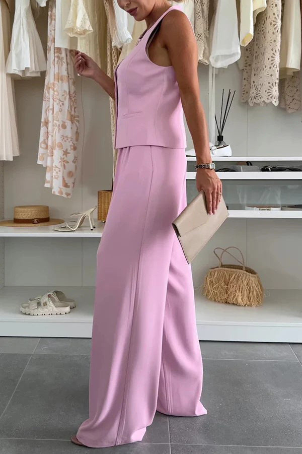 Cross-Border Women's Clothing 2025 New Elegant Commuter V-neck Fastener Decoration Vest Trousers Suit