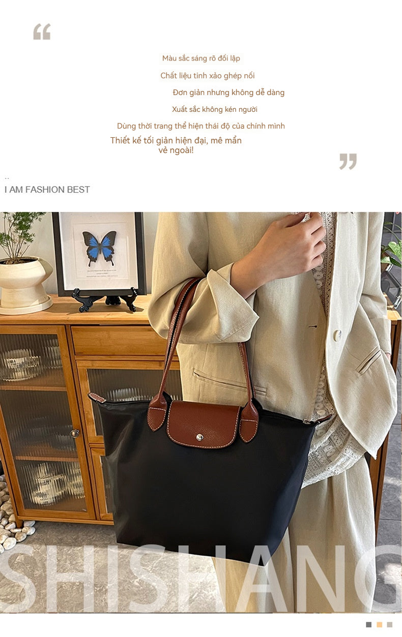 French Single Shoulder Eco-friendly Waterproof Nylon Tote Bag