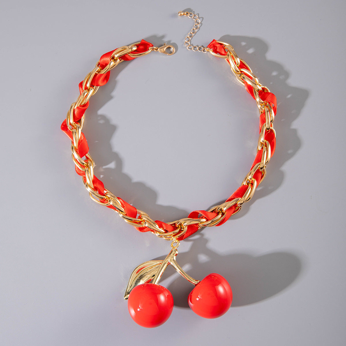 Exaggerated Acrylic Alloy Cherry Necklace