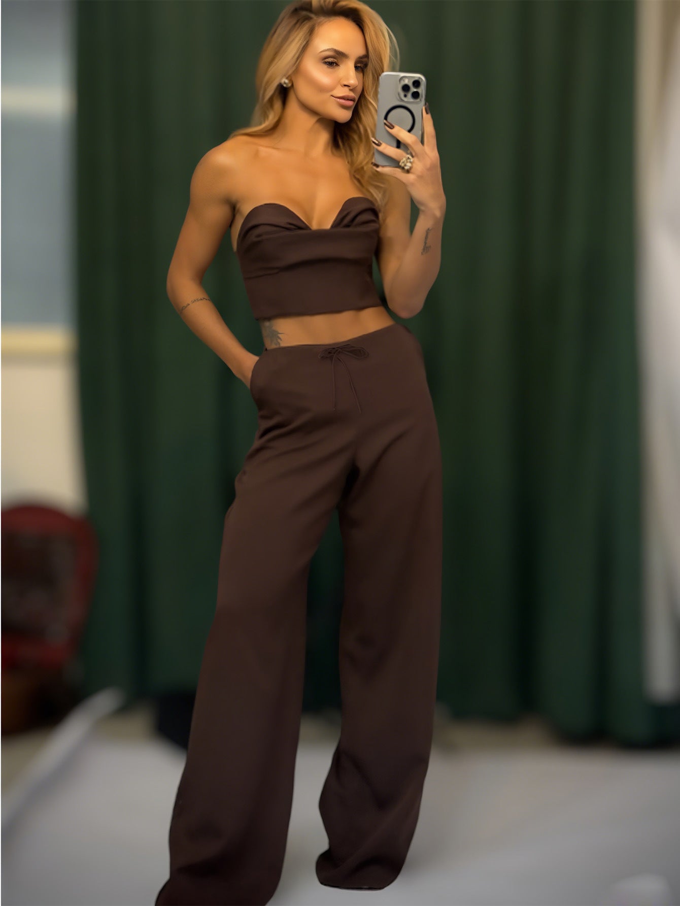 Two-piece Set Strapless Top and Pants Fashion Set