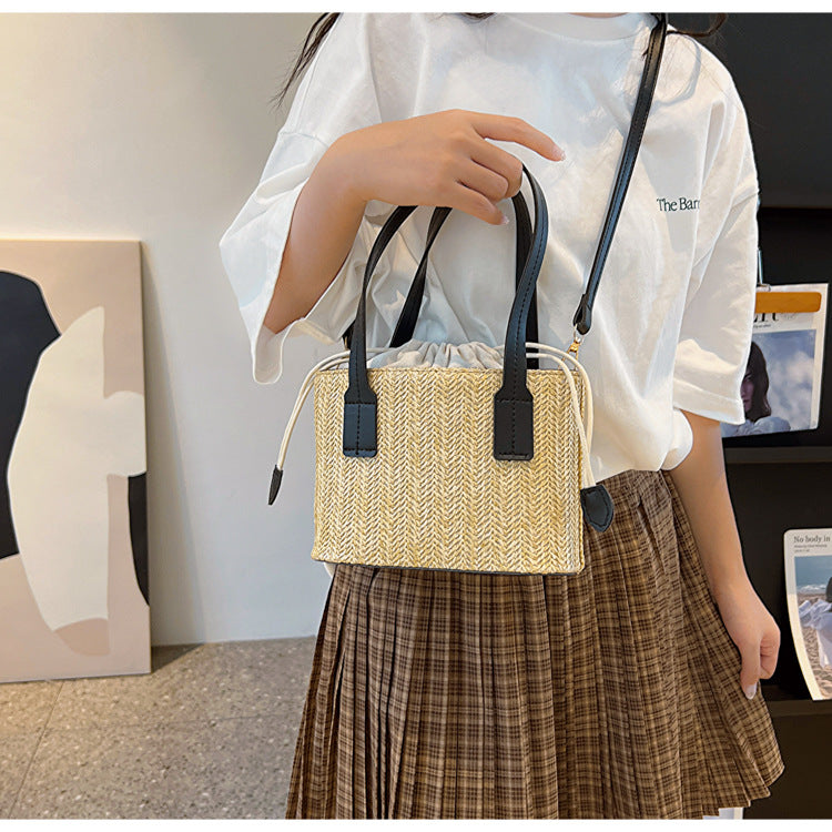 Summer Vacation Straw Bag Cross body Small Square Bag