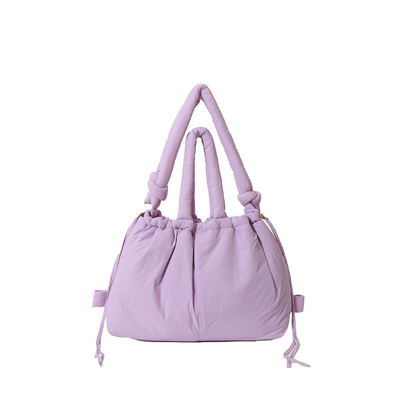 Cross-Border Hot Personality and Versatility down Cotton Backpack New Nylon Drawstring Lightweight Shoulder Bag Fashion Cloth Bag