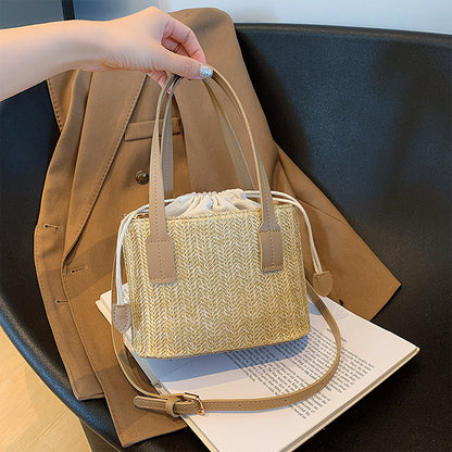 Summer Vacation Straw Bag Cross body Small Square Bag