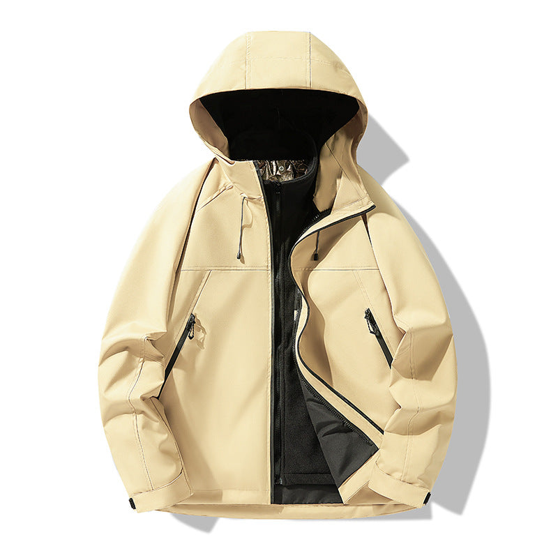3-in-1 Waterproof Windproof Jacket Fleece Lined Outdoor Couple Hiking Jacket