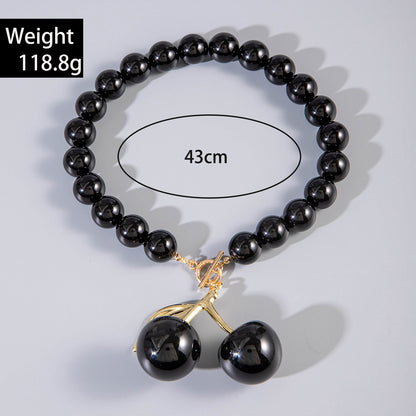Exaggerated Acrylic Alloy Cherry Necklace