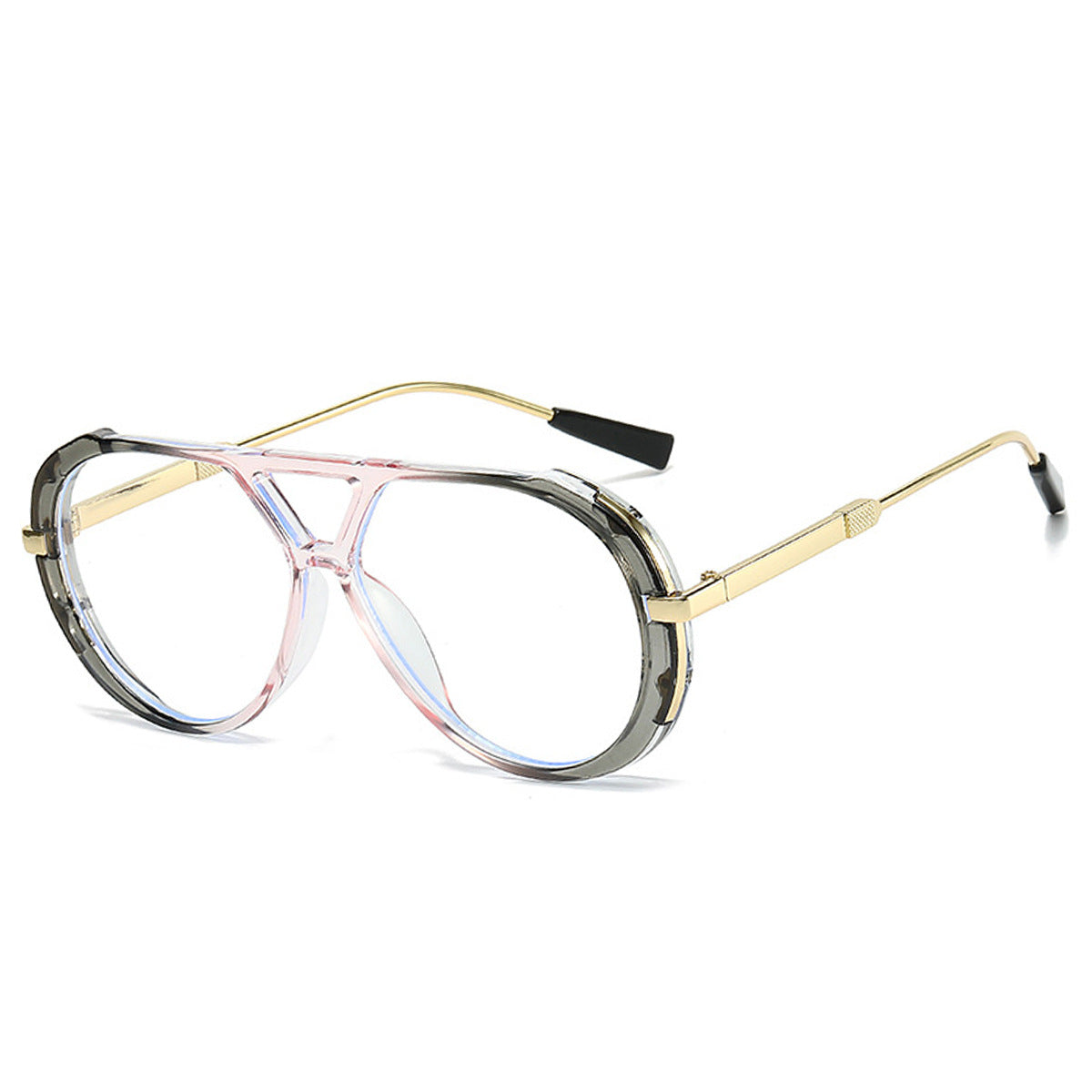 Retro Leopard Print Frame Green Lens Double Bridge Sunglasses
