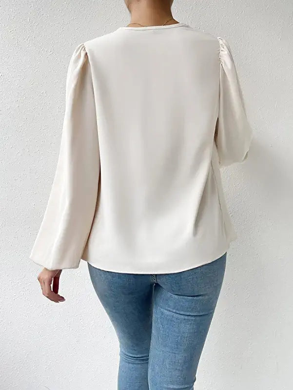 Chiffon Long Sleeve Loose Draped Shirt