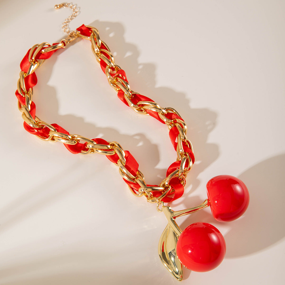 Exaggerated Acrylic Alloy Cherry Necklace