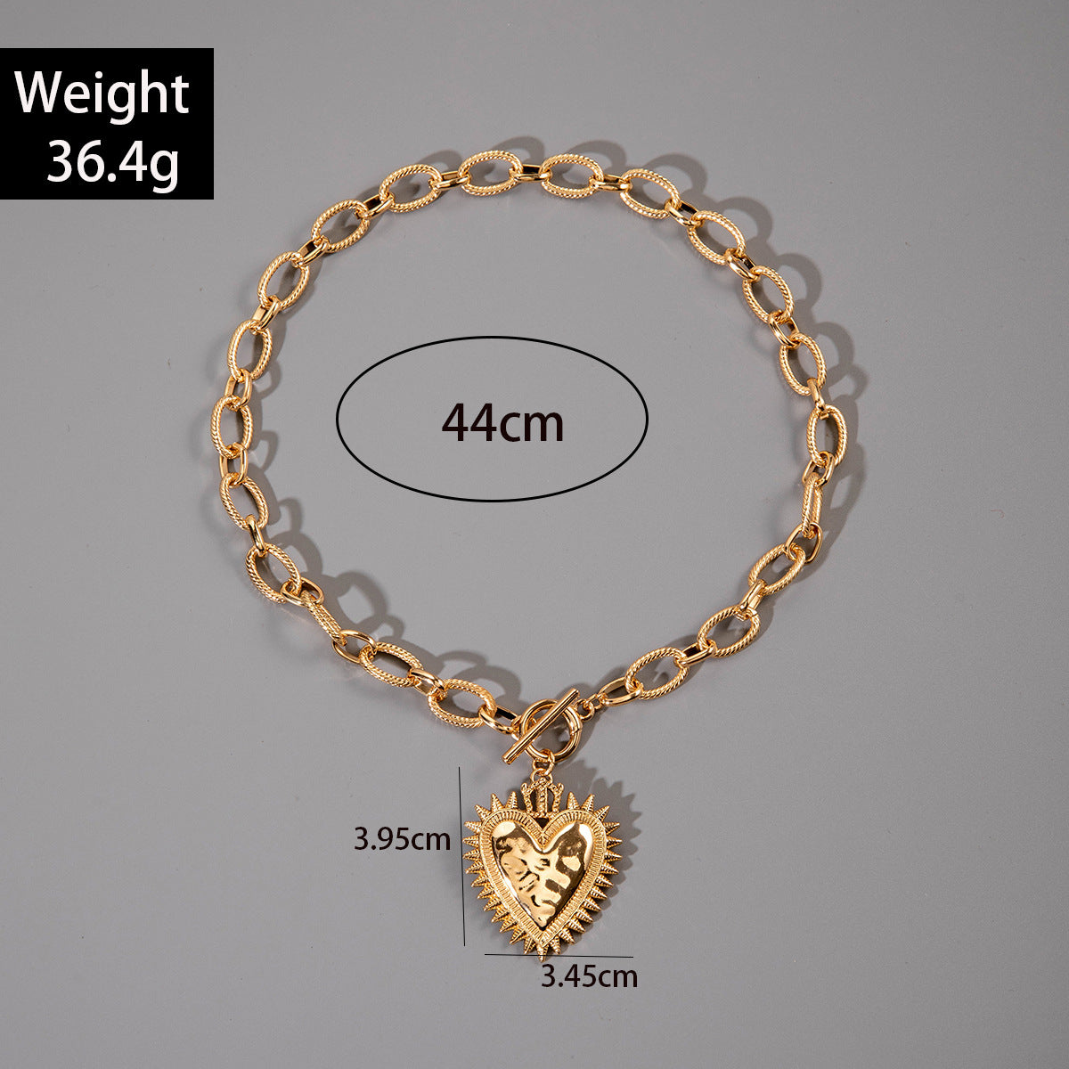 Vintage Alloy Heart Sun Gold Necklace