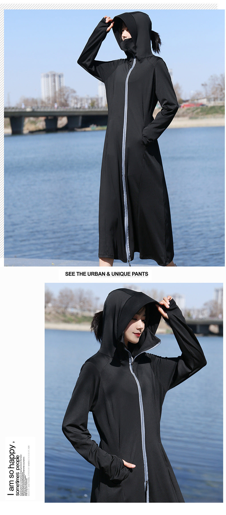 Summer Outdoor Hooded Casual Mid-Length Ice Silk Sunscreen Cardigan