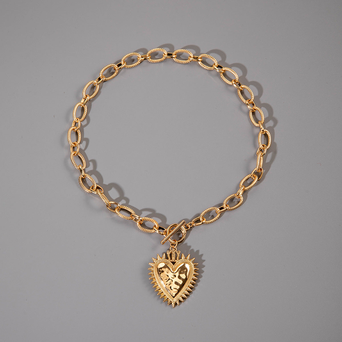 Vintage Alloy Heart Sun Gold Necklace