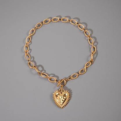 Vintage Alloy Heart Sun Gold Necklace