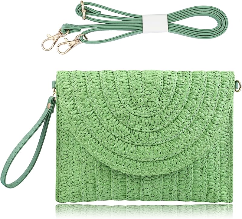 Straw Clutch Handbag Summer Beach Straw Purse for Women woven Envelope Bag