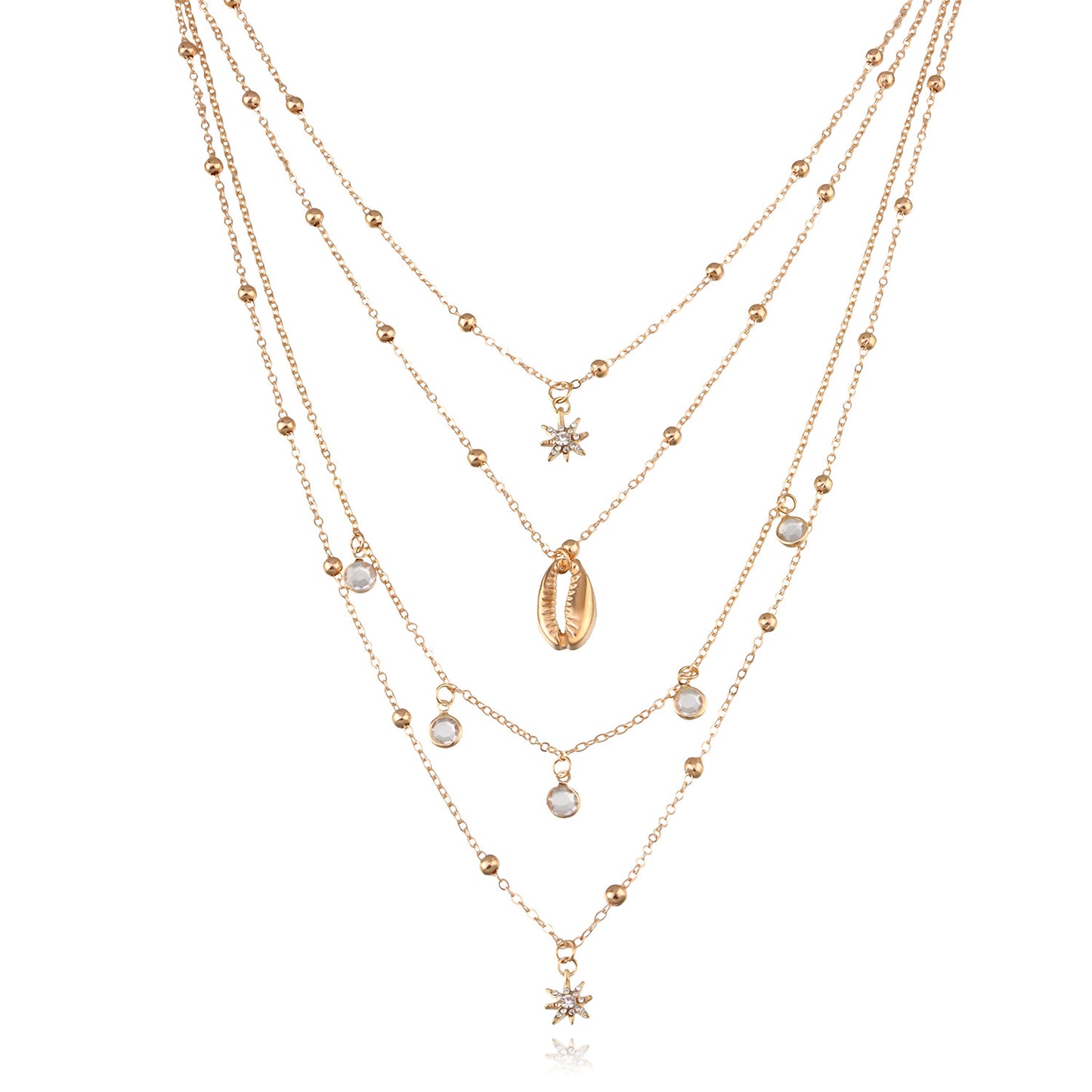 Multi-layer Zircon Hexagram Necklace