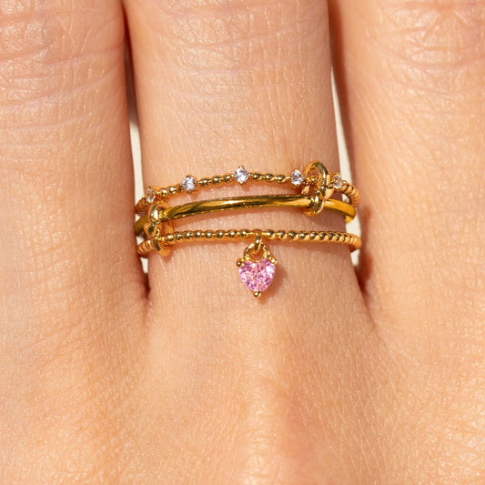 Multi-layer Zircon Heart-shaped Adjustable Open Ring