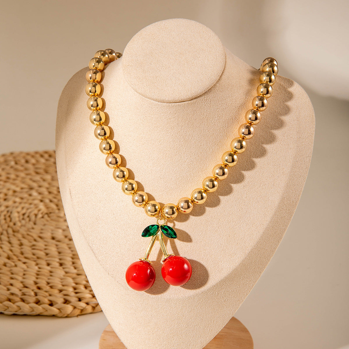 Exaggerated Acrylic Alloy Cherry Necklace