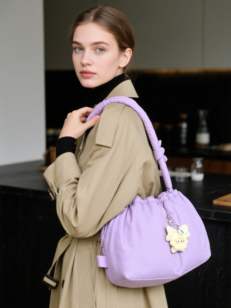Casual and versatile one-shoulder nylon large capacity tote bag