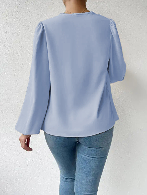 Chiffon Long Sleeve Loose Draped Shirt