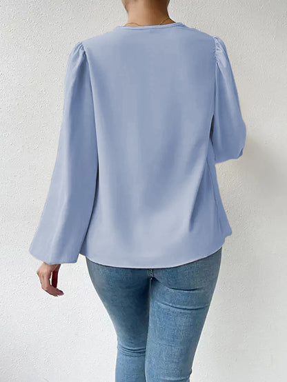 Chiffon Long Sleeve Loose Draped Shirt