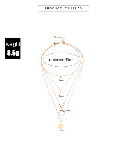 Multi-layer Moon Disc Pendant Necklace