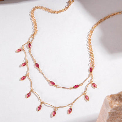 Zircon Water Drop Geometric Tassel Necklace