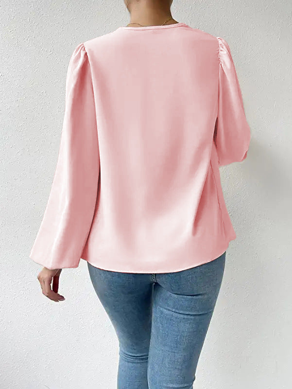 Chiffon Long Sleeve Loose Draped Shirt