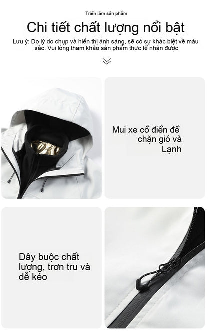 3-in-1 Waterproof Windproof Jacket Fleece Lined Outdoor Couple Hiking Jacket