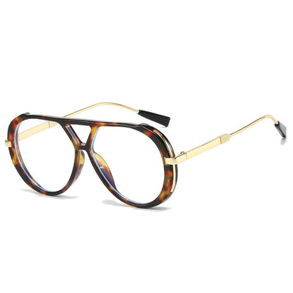 Retro Leopard Print Frame Green Lens Double Bridge Sunglasses
