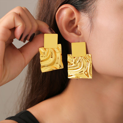 Geometric Pleated Glossy Earrings