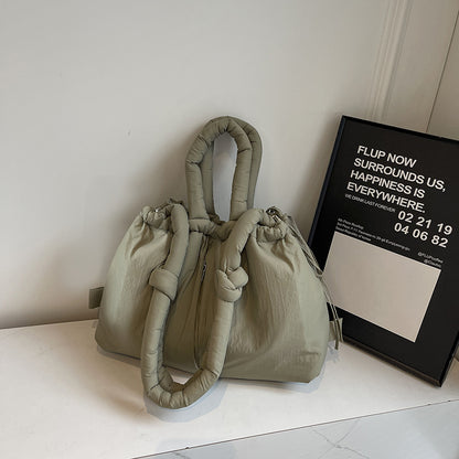 Casual and versatile one-shoulder nylon large capacity tote bag