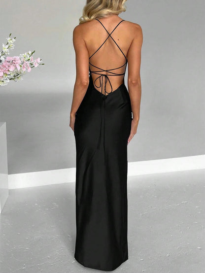 Elegant slit evening gown long dress