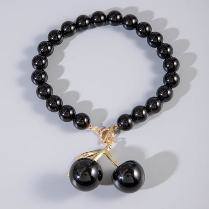 Exaggerated Acrylic Alloy Cherry Necklace