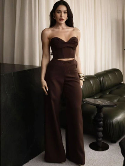 Two-piece Set Strapless Top and Pants Fashion Set